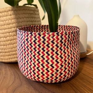 Red white and blue woven basket